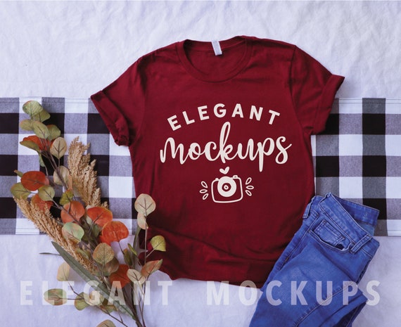 Bella Canvas Burgundy Shirt Mockup Mock Up Photography Etsy