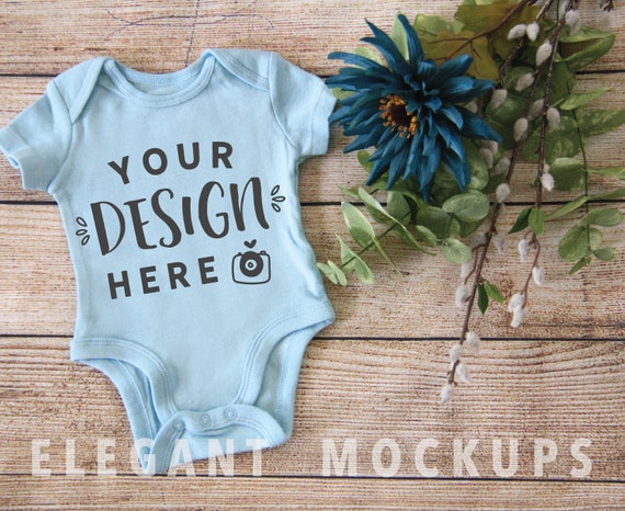 Blue Onesie Flaylay Mockup Mock Up Onesies Baby Boy Girl Etsy