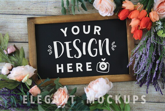 Chalkboard Frame Mockup Mock Up Flatlay Photography Digital Etsy