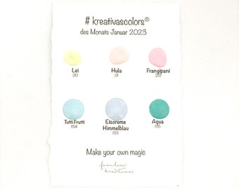 Colors of the month January - 6 handmade #kreativascolors color dots - watercolor paint