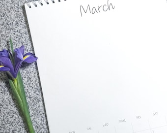 A3 blank calendar for 2025/2026 to design yourself, (29.7 x 42 cm) - ready bound with calendar hanger (watercolor paper/mixed media)