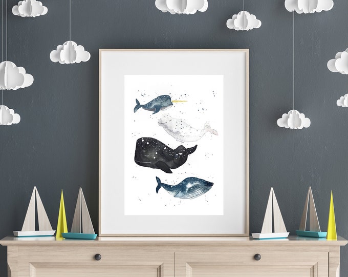 Nursery Card/Picture/Poster Baby Whales