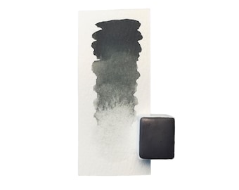 Watercolor Winter Smoke – C01 | Vintage paint, handmade, smoky grey, half pan, lightfast, True Colors