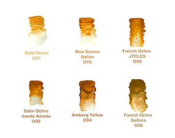 Earth Pigments – Ochre 1 | Natural ochre watercolor set, handmade yellow tones, granulating paint, monochrome palette, earthy pigments