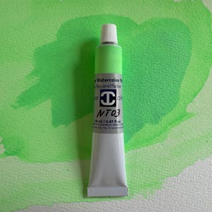 Watercolor Lime – NT03 | Neon pastel, handmade paint, lime green, artist supply, urban sketching, tropical art paint, 14ml / 0.47 fl oz Tube