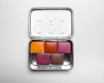 Watercolor Set “Vintagered” | 5 red - yellowish tones, handmade vintage palette, creative gift