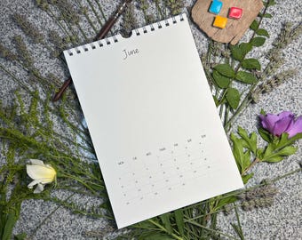 A4 blank Calendar 2026 2027 2028 & Perpetual DIY Wall Calendar, bound with hanging loop, watercolor or mixed media paper