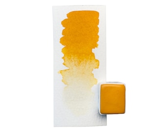 Watercolor Saffron – C10 | Vintage paint, handmade, warm yellow, half pan, lightfast, True Colors