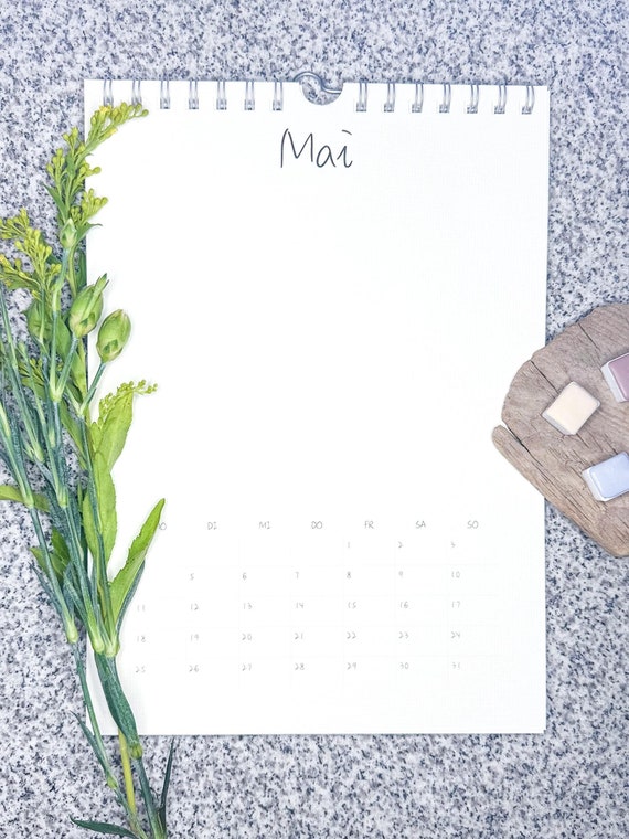 Blanko Kalender zum Selbstgestalten 2026 2027 & ewig – A4 DIY Wandkalender ringgebunden, Aquarellpapier oder Mixed Media zum Bemalen