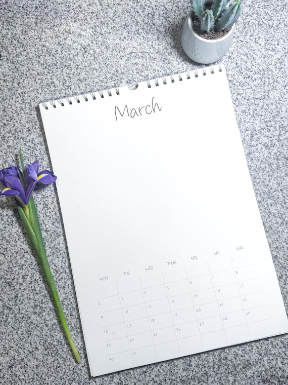 Blanko Kalender A3 zum Selbstgestalten 2026 2027 & ewig – DIY Wandkalender 29,7x42cm ringgebunden, Aquarellpapier oder Mixed Media