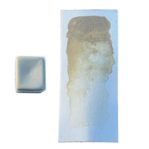 Handgemachte Aquarellfarbe Sandstein (T19) im Halbnäpfchen mit handgemaltem Farbverlauf-Swatch – CreativeTrueColors