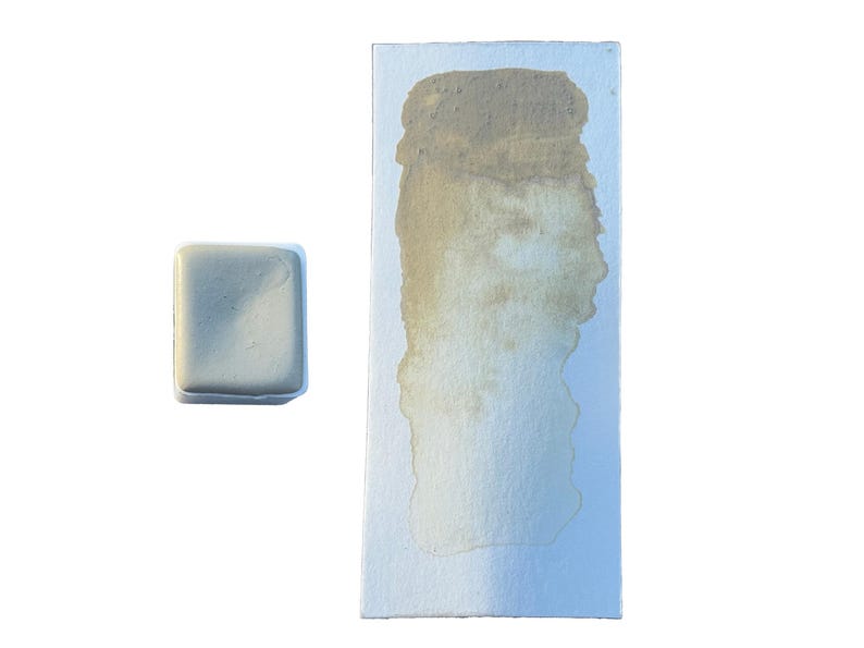 Handgemachte Aquarellfarbe Sandstein (T19) im Halbnäpfchen mit handgemaltem Farbverlauf-Swatch – CreativeTrueColors