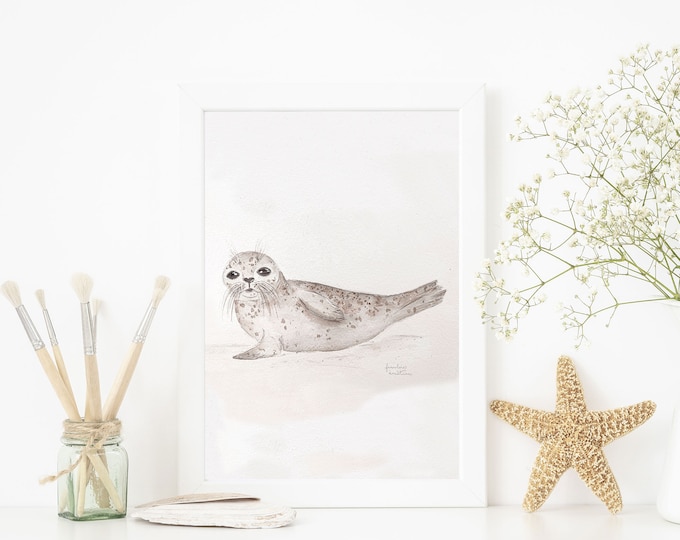 Seal maritime watercolor - card / picture / poster