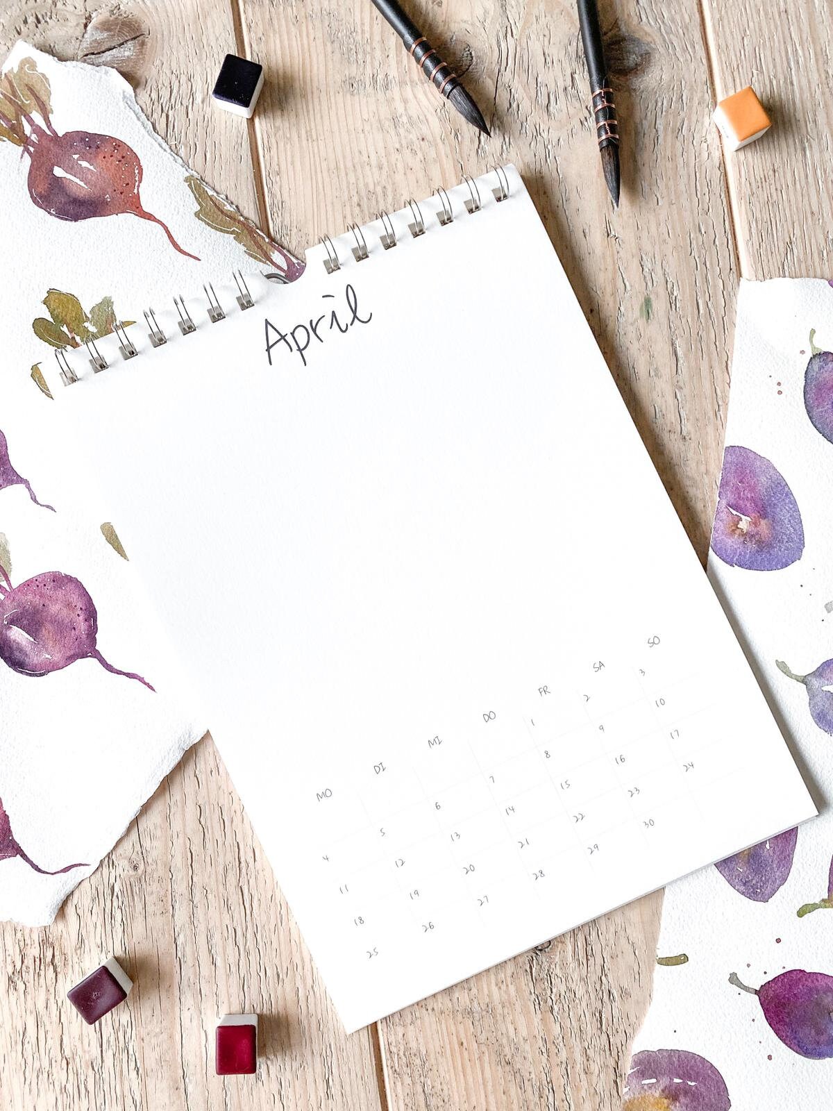 Blank calendar for 2024 (2025) to design yourself, A4 readybound