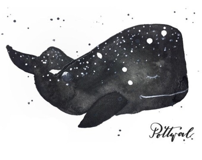 Baby whale sperm whale picture/card/poster with lettering