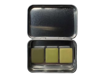 Greenish Yellow Watercolor Set – 3‑Color Travel Palette with handmade watercolor paints