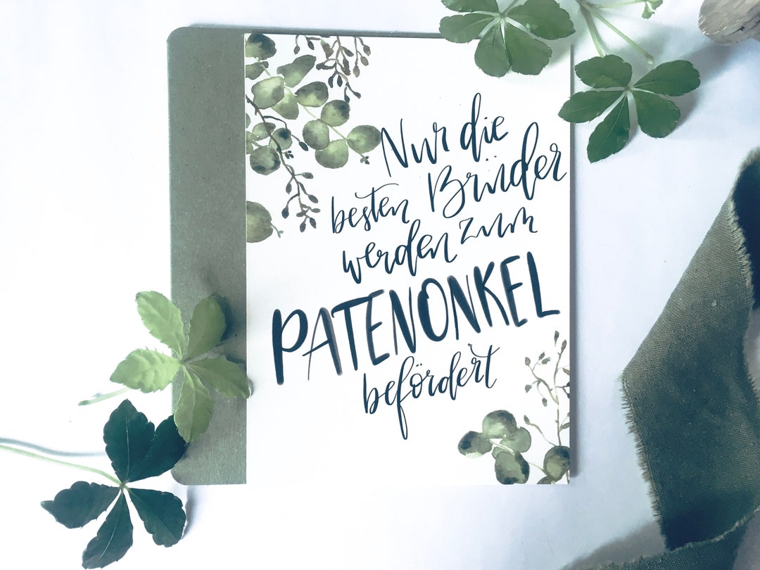 Karte zur Geburt Patenonkel Bruder Lettering Papeterie Etsy.de