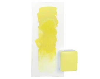 Handmade Watercolor Half Pan Primel F03 – Bright Spring Yellow, vegan, lightfast