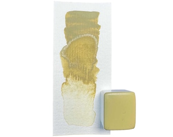 Handmade Watercolor Half Pan Weide F02 – Moss Green, vegan, lightfast, gum arabic