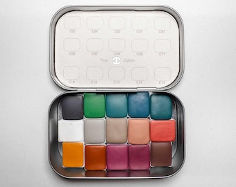 Watercolor Set | 15 handmade vintage watercolors palette, gift set