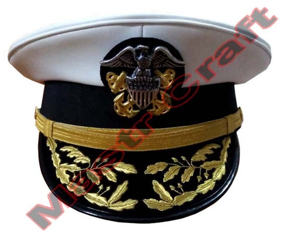 US Navy Commander Admiral Rank White Hat Cap All Sizes Available US Navy Commander Admiral Rank White Hat Cap All Sizes Available