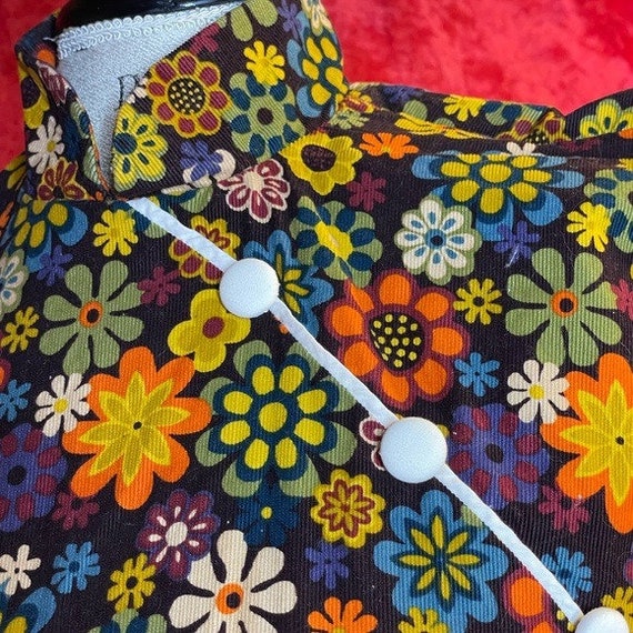 Vintage 60s corduroy floral cheongsam dress - image 4