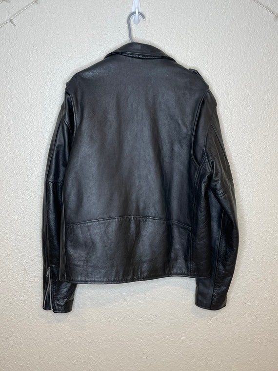 Unik 90s black leather moto motorcycle jacket - image 5
