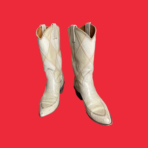 Vintage Nacona white leather cowboy boots 5 - image 1