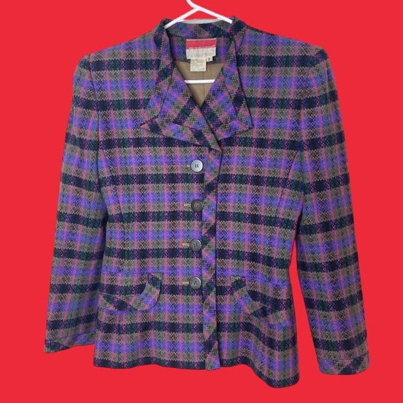 Vintage Oscar de la renta studio plaid blazer