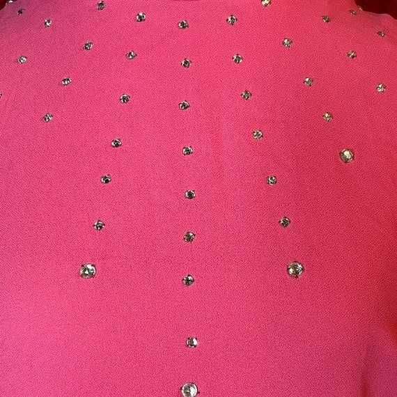 Vintage 50s hot pink rhinestone maxi gown - image 10