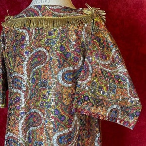 Vintage 60s sue storm psychedelic paisley metallic dress image 7