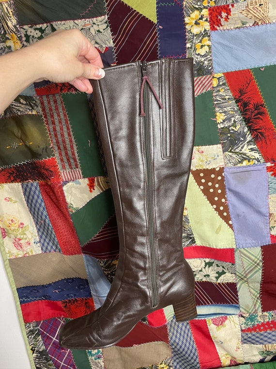 SELBY 70s brown leather tall gogo boots 7.5 - image 5