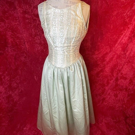 Vintage Jessica McClintock gunne sax mint paisley… - image 1