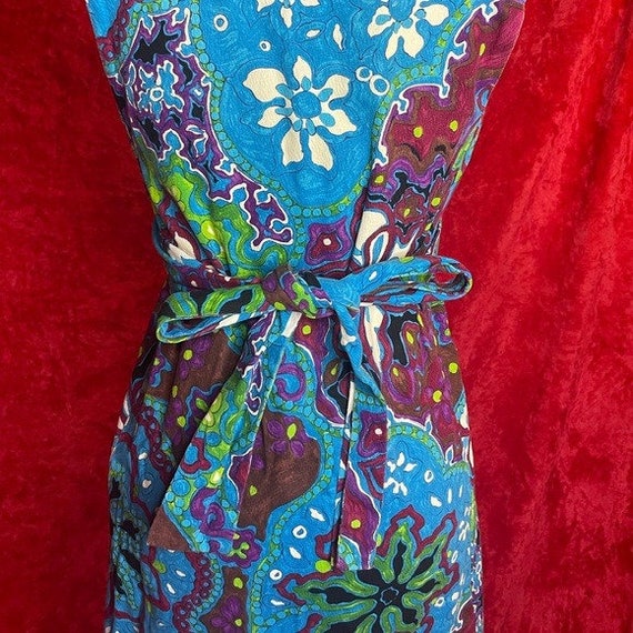 Vintage 60s trippy psychedelic floral midi dress - image 3