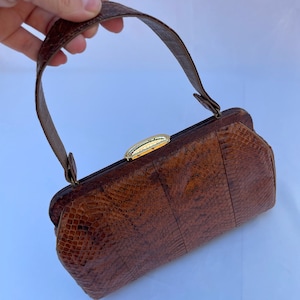 Vintage 1950s brown snakeskin handbag