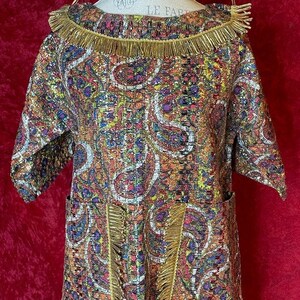 Vintage 60s sue storm psychedelic paisley metallic dress image 5