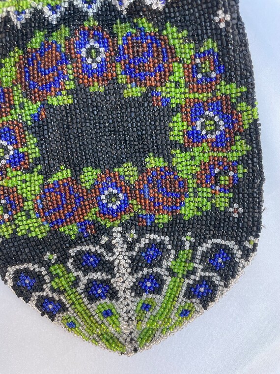Antique / Victorian microbeaded drawstring purse - image 7