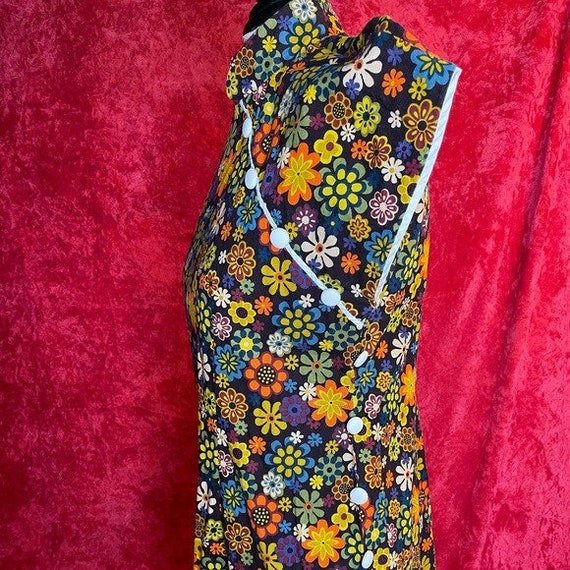 Vintage 60s corduroy floral cheongsam dress - image 3