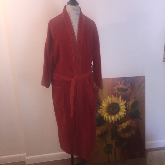 Vintage terry cloth burnt orange robe o/s
