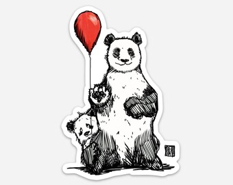 BellavanceInk: Mama And Baby Panda With A Balloon Vinyl Sticker