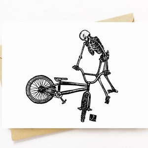 BellavanceInk: Carte de vœux avec squelette Freestyle sur leur vélo trick 5 x 7 pouces