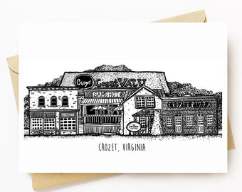 BellavanceInk: Greeting Card Local Shops On The Downtown of Crozet Virginia 5 x 7 Inches