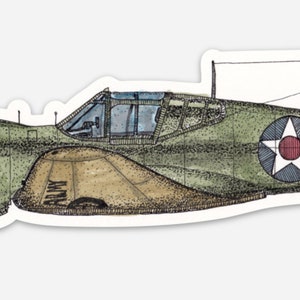 BellavanceInk: Vintage P40 Warhawk Flying Tigers Fighter Airplane Vinyl Sticker Illustration