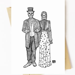 BellavanceInk : Carte de félicitations de mariage avec deux squelettes café 12,7 x 17,8 cm