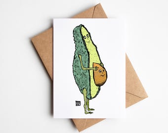 BellavanceInk: New Baby Card With Avaocado And Baby Pit 5 x 7 Inches