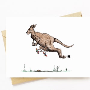 BellavanceInk: Carte de fête des mères avec maman kangourou et son bébé Kangourou Joey Graphique 5 x 7 pouces