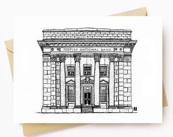 BellavanceInk: Greeting Card With A Pen & Ink Drawing Of The Bradbury in Charlottesville, Virginia  5 x 7 Inches