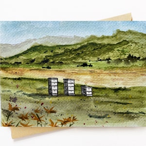 BellavanceInk: Greeting Card With Watercolor Of An Apiary In The Blue Ridge Mountains Of Virginia 5 x 7 Inches