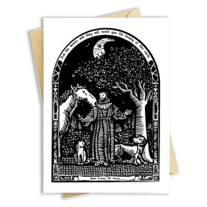 BellavanceInk: Greeting Card Of Saint Francis Of Assisi Patron Saint Of Animals 5 x 7 Inches
