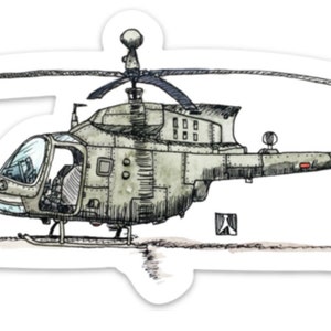 BellavanceInk: Kiowa Helicopter Vinyl Sticker Pen and Ink Illustration